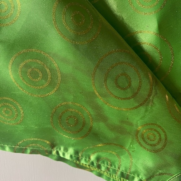 Christmas Tree Skirt Green Gold Circles Green Shiny 4 foot Diameter Retro - Picture 6 of 6